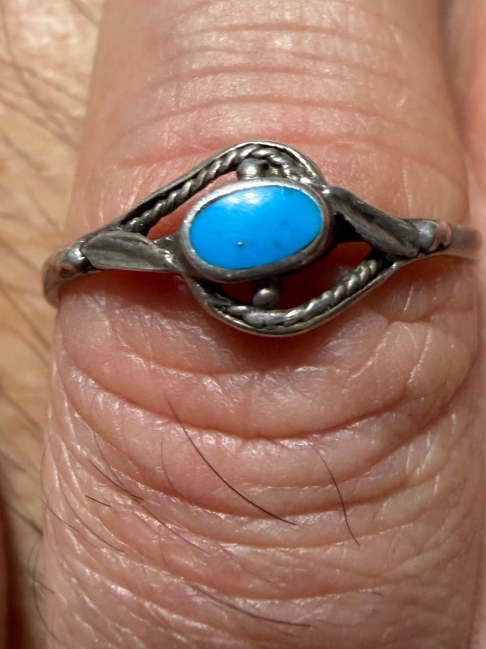 Vintage 925 Sterling Silver Native American Turquoise Oval Ring 8.75